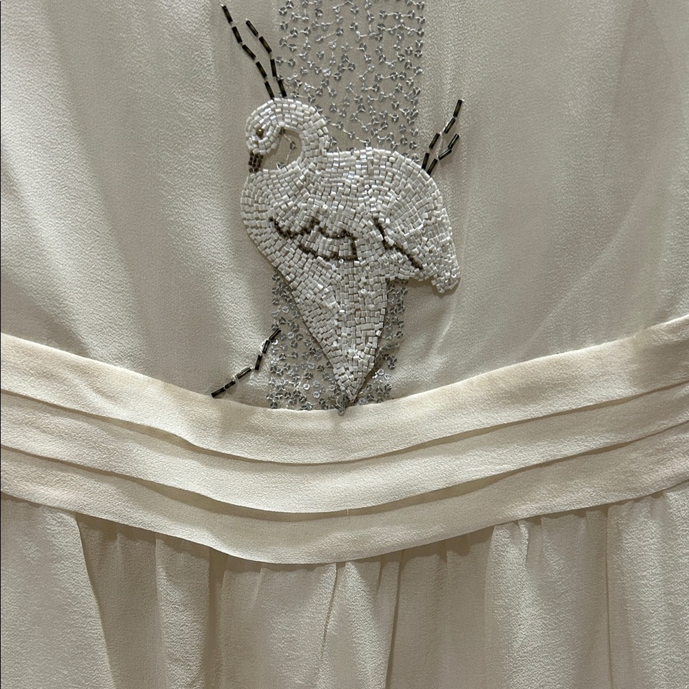 Paul & Joe Sister - Elegant Cream flapper style Dress beaded swans Silk - Picture 6 of 15